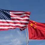 China flag and US flag together